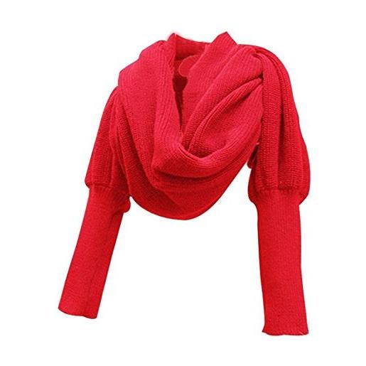 TININNA autunno e inverno caldo lana a maglia sciarpa scialle mantella maglione poncho mantellina con maniche per le donne ragazze beige