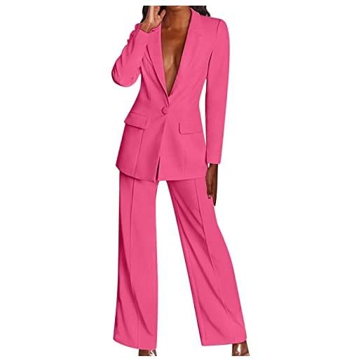 Generic set di pantaloni da donna e da lavoro, 2 pezzi, slimfit streetwear, rosa intenso, xxl