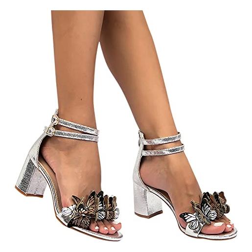 Oro Sandali Eleganti Sandali Con Tacco Basso Chiusi Davanti