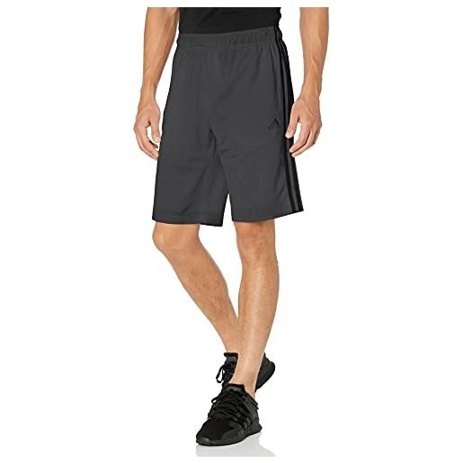 adidas men's standard warm-up tricot regular 3-stripes shorts, dark grey heather/black, 5x-large