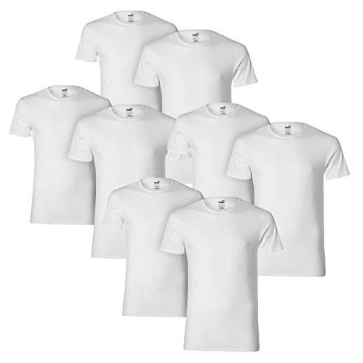 PUMA maglietta da uomo basic crew regular fit, confezione da 8 pezzi, s m l xl nero bianco 100% cotone bianco (002). S