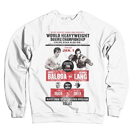 Rocky licenza ufficiale world heavyweight poster felpa (bianca) medium
