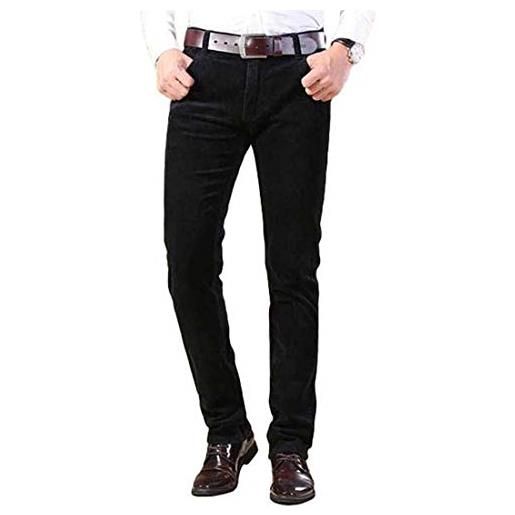 Idopy pantaloni eleganti da uomo in velluto a coste comfort 5 tasche slim fit da uomo