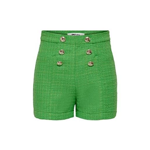 Only shorts donna verde shorts casual con doppia linea di bottoni