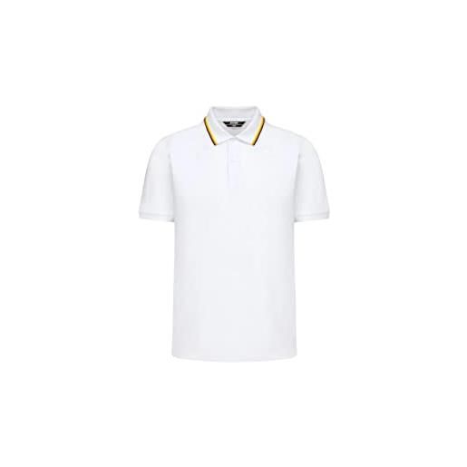 K-Way polo modello jud da uomo a maniche corte, vestibilità slim, colore bianco modello: k7121jw 001 bianco white
