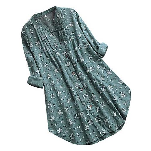 JokeLomple top da donna con bottoni a maniche a tre quarti beach camice pulizie maglie cotone maniche lunghe
