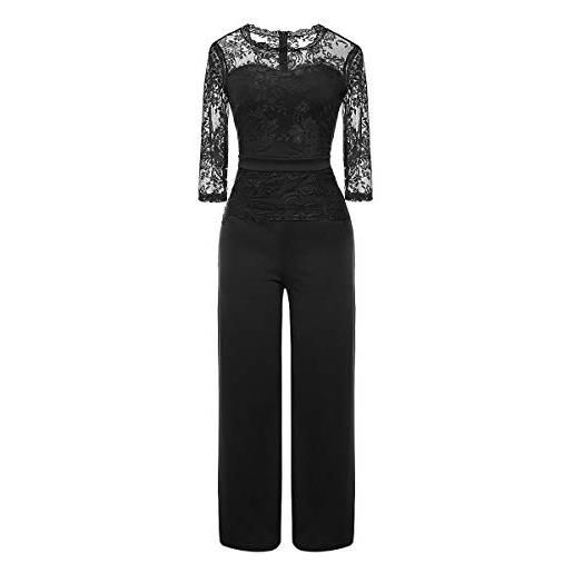 XINGENG jumpsuit donna eleganti da cerimonia pizzo pantaloni gamba larga ragazza estate monopezzi e tutine one. Piece tuta jumpsuit sera festa abito lunghe vacanza sexy (blu, l)