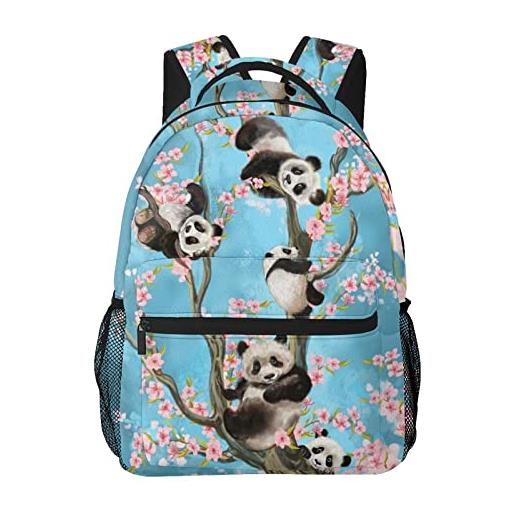 FJAUOQ zaini per bambini cute panda cherry blossom sakura kids backpacks large-capacity school bags 16 inch portable laptop bookbag casual backpack for 1th- 6th grade boys and girls