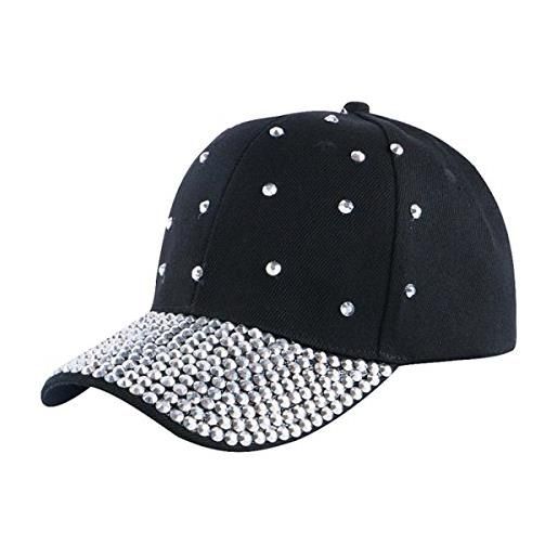 Cozylkx berretto da baseball regolabile da donna, cappello da sole ingioiellato con strass scintillanti, cappello hip-hop per donne e ragazze