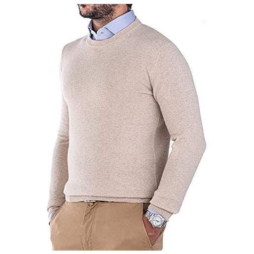 Cashmere Zone-girocollo maglione uomo pullover invernale manica lunga invernale caldo in 5% cashmere 25% lana, 30% viscosa e 40% poliamide (xxl, arancione)