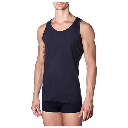 marcLuis - canotta spalla larga in 100% puro cotone jersey pettinato per una morbidissima e freschissima sensazione sulla pelle, confezione da 3 pezzi, colore: blu, taglia xxxxl