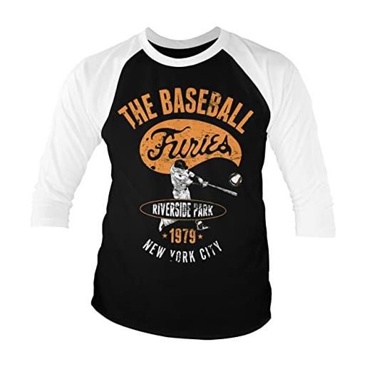 The Warriors licenza ufficiale furies - riverside park baseball 3/4 maniche maglietta (bianca-nero), large