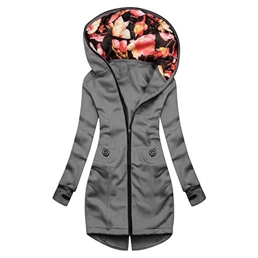 Meggsnle trench coats outwear - giacca da donna in poliestere, per la primavera, per la stagione, grigio. , xxxl