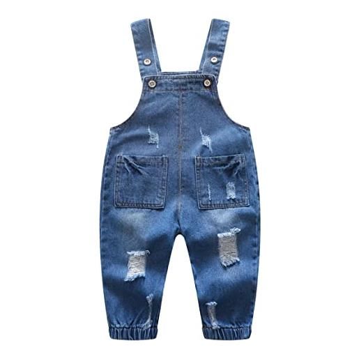 KIDSCOOL SPACE simpatici jeans strappati da neonato con gambe elastiche a 4 tasche in tuta, blu, 4-5 anni