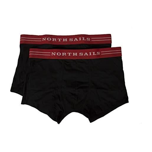North sails confezione 2 boxer parigamba uomo elastico a vista underwear articolo ns01utr03 boxer bipack, black, 54
