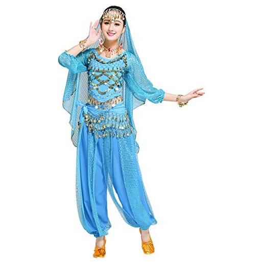 keepmore danza del ventre outfits per donne, bollywood indiano arabo carnevale danza performance paillettes costume