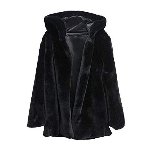 Huixin donna giacca pelliccia autunno invernali incappucciato ecopelliccia giubbino calda addensare cardigan costume manica lunga puro colore taglie forti cappotto giacca di pelliccia