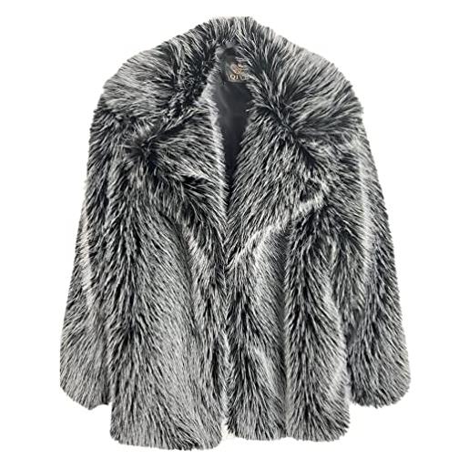 ZhuiKun cappotto in pelliccia sintetica da donna giacca in pelliccia artificiale trench invernale soprabito spesso e caldo - grigio argento, xl