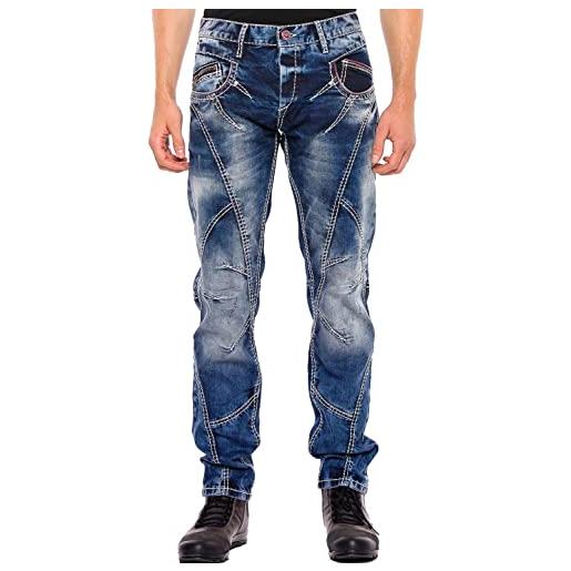 Cipo & Baxx campton cd563 - jeans da uomo in denim blu, blu, 32w x 32l