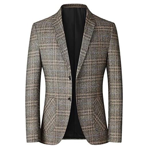 MANYMANY giacca da uomo slim fit in tweed scozzese con 1 bottone giacca da uomo classica in tweed country