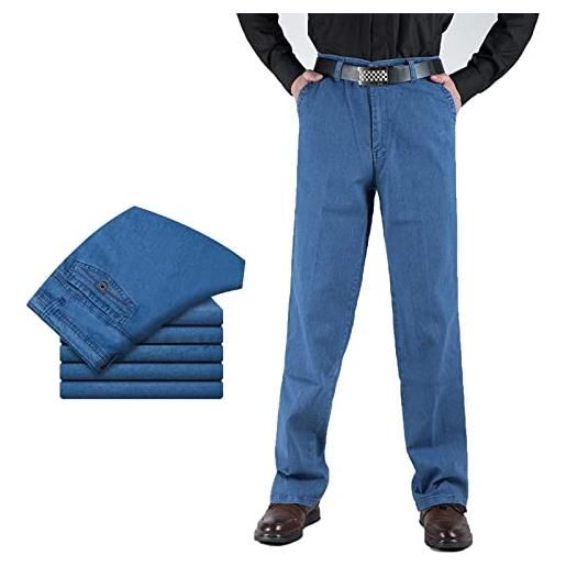 BIUBIULOVE jeans dritti a vita alta da uomo, jeans dritti larghi casual, jeans a gamba dritta atletici dal taglio rilassato (sottile - blu scuro, 36)