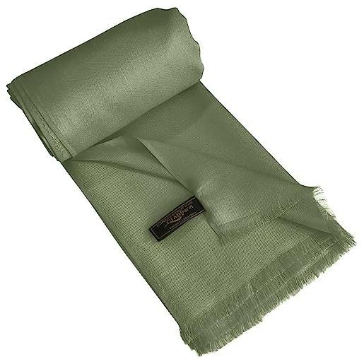 CJ Apparel verde lime solido colore disegno nepalese fringe scialle sciarpa pashmina ha rubato secondi nuovo