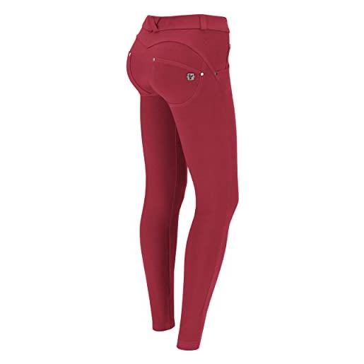 FREDDY - pantaloni push up wr. Up® skinny in tessuto navetta tinto in capo, rosso, large