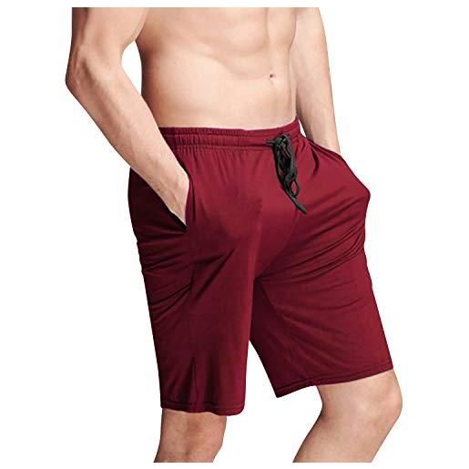 YAOMEI uomo pantaloni pigiama shorts cotone modale, boxer pantaloncini corti pantaloni da pigiama biancheria da notte cintura elastica registrabile (2xl, rosso)
