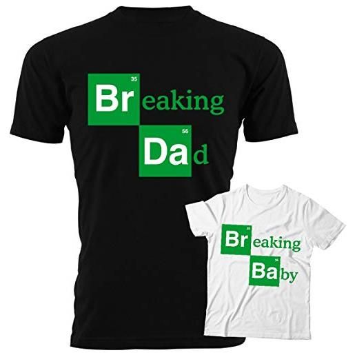 t-shirteria coppia tshirt padre figlio festa del papà breaking dad breaking baby - parodia - idea regalo