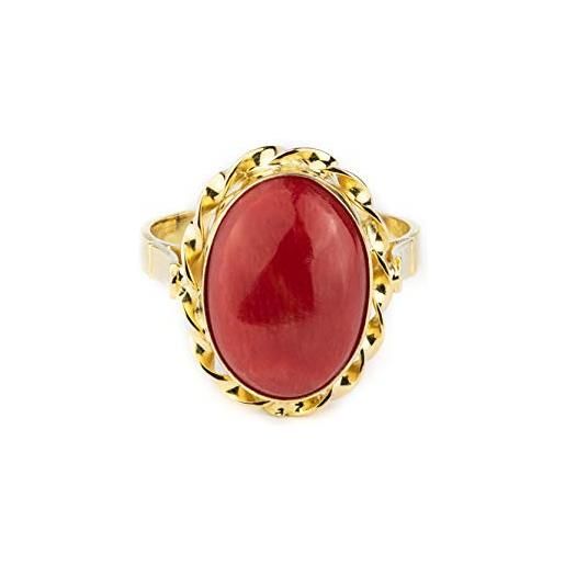 Sanna Gioielli anello in oro 18 carati e corallo sardo extra rosso