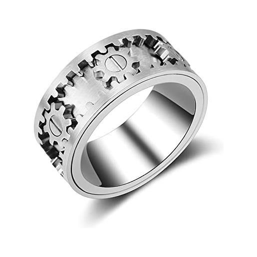 SkyFace anello spinner acciaio inossidabile, anello rotante antistress per uomo donna, asnello ingranaggio anello per allontanare l ansia, anello girevole adulti matrimonio fidanzamento fascia