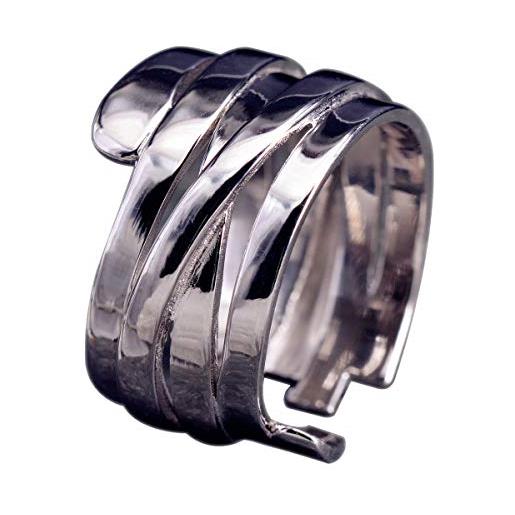 NicoWerk sri453 - anello da donna in argento sterling 925, larghezza liscia, semplice e regolabile, aperto