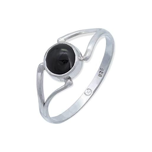 mantraroma anello argento 925 con pietre preziose onice pietra nero argento sterling da donna in vero argento (mrg-211-03-(60))
