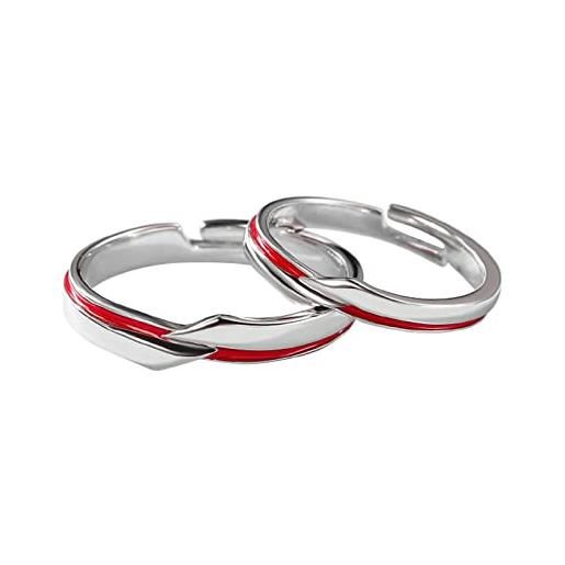 BCughia anello, fedine fidanzamento coppia lesbica con la linea rossa argento sterling natale anelli regolabili per uomo e donna