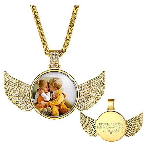 GOLDCHIC JEWELRY collane con foto di ali personalizzate ice out, regali commemorativi personalizzati in oro per uomini