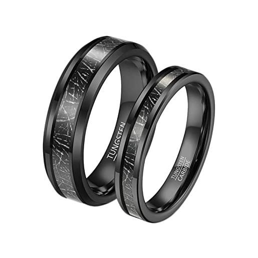 Whoiy anello fidanzamento vintage, anelli personalizzabili nero carburo di tungsteno 4mm 6mm anello intarsio in metallo anello di coppia di moda
