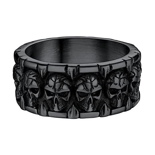PROSTEEL anelli acciaio nero uomo teschio punk gotico anello acciaio uomo anelli uomo misura 24 con confezione regalo