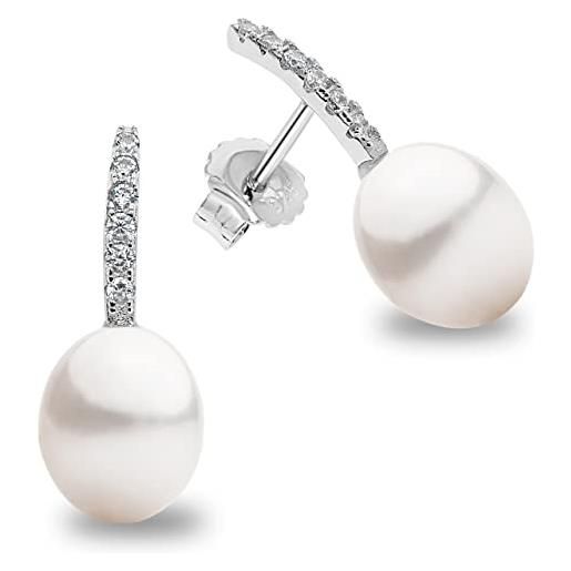 Secret & You orecchini di perle da donna coltivati ​​d'acqua dolce tipo goccia d'acqua 8,5-9 mm secret & you - orecchini in argento sterling 925 rodiato. 