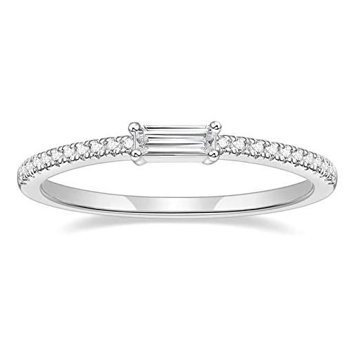 Titaniumcentral anello da donna sottile per l'eternità, taglio baguette, con zirconi, anelli di fidanzamento (argento, 58 (18.5))