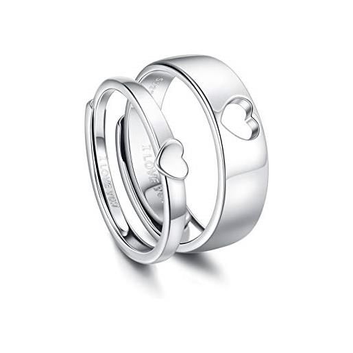 CASSIECA uomo donna anello in argento sterling 925 carven i love you coppia anelli eternità fidanzamento promessa anello regolabile anniversario fedi nuziali anelli gioielli regalo