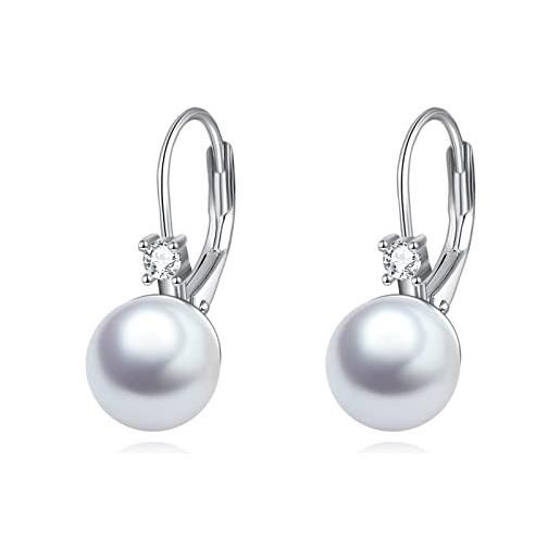 YAFEINI orecchini di perle per le donne orecchini in argento sterling 925 con nodo celtico irlandese orecchini a monachella regali per le amiche delle ragazze di mamma (a-orecchini di perle)