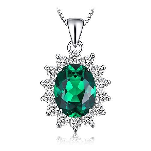 JewelryPalace principessa diana william kate middleton's 2.5ct simulato smeraldo verde 925 sterling argento pendente collana 45cm
