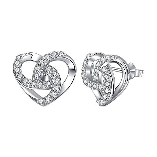 Qings aprile orecchini con cuore birthstone in argento, orecchino cuore diamante bianco, gioielli con cuore in moissanite per donna