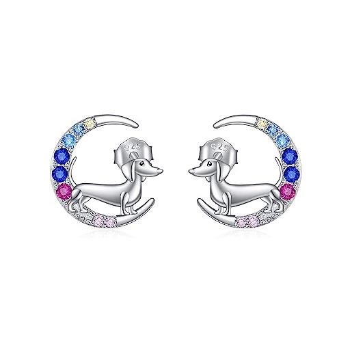 YFN orecchini da bambina in argento sterling con cavallo/unicorno/gatto, luna, regalo per donne e ragazze, argento sterling, zirconia cubica