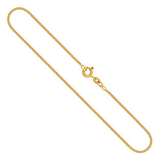 EDELIND collana modello grumetta piatta uomo in oro giallo, 14 carati 585, largh. 1,4 mm, p. 2.5 g, lungh. 42 cm, con chiusura a blocco d'anello elastico, marchio di garanzia made in germany