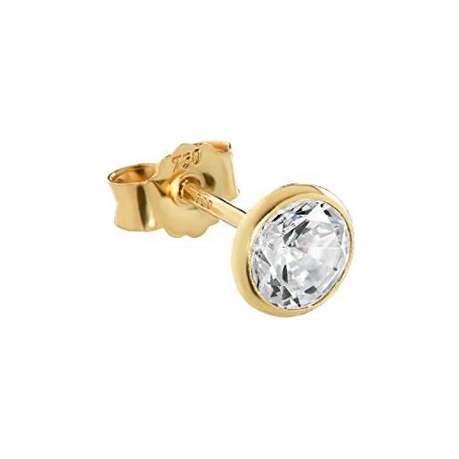 NKlaus coppia orecchini singoli 5,3mm oro giallo 750 orecchini oro 18 carati cristallo zircone bianco 2626