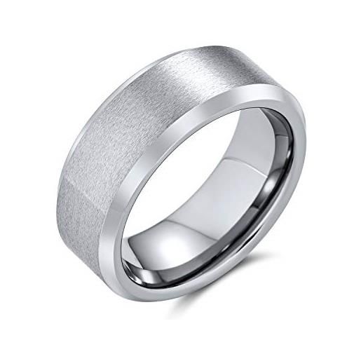 Bling Jewelry ampio bordo smussato lucido spazzolato coppie argento-tono opaco titanium wedding band anello per gli uomini comfort fit 8mm