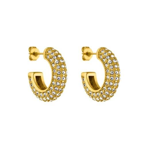 Purelei orecchini big glitter purelei® (oro), orecchini da donna in acciaio inossidabile, gioielli da donna durevoli con pietre, orecchini a cerchio ideali come regalo, 20 mm di diametro
