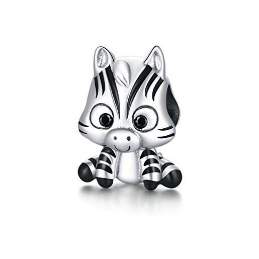 YOAME zebra charms compatibile con pandora bracciali collana, ciondoli di fascino animale del fumetto dell'argento 925