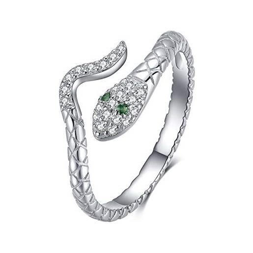 Qings argento anello regolabile donna anello serpente argento 925 vintage anello aperto